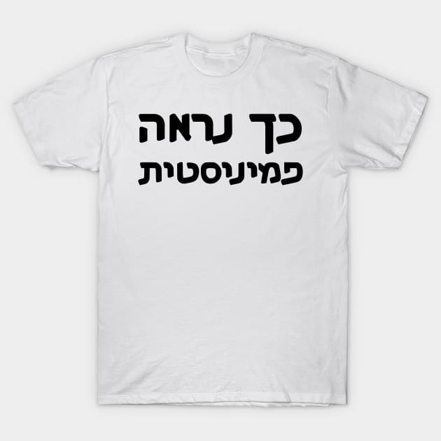 This Is What A Feminist Looks Like (Hebrew, Gender-Switching) T-Shirt by dikleyt